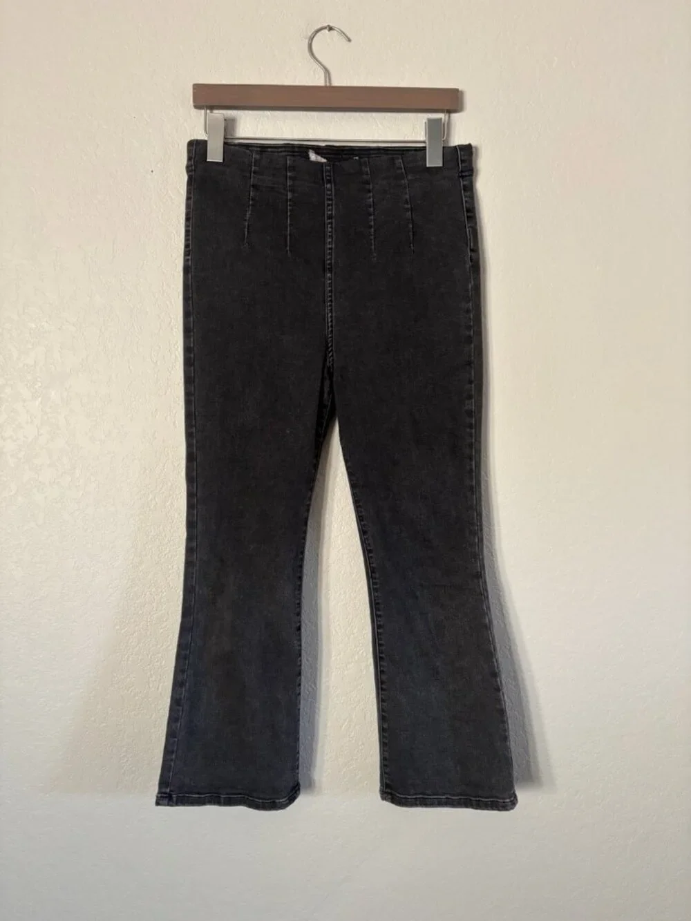 Free People Black Pull On Jeans Jeggings Flare Sz 28